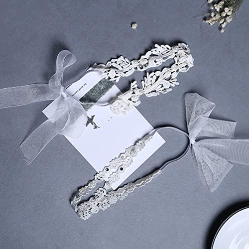 Flohayo Flohayo Baby Girl lace Headbands Super Elastic Cotton Toddler Hair Band, Newborn Infant Toddler Soft Stretchy Hair Band for Baby Shower Baptism Wedding Party Hair Accessory