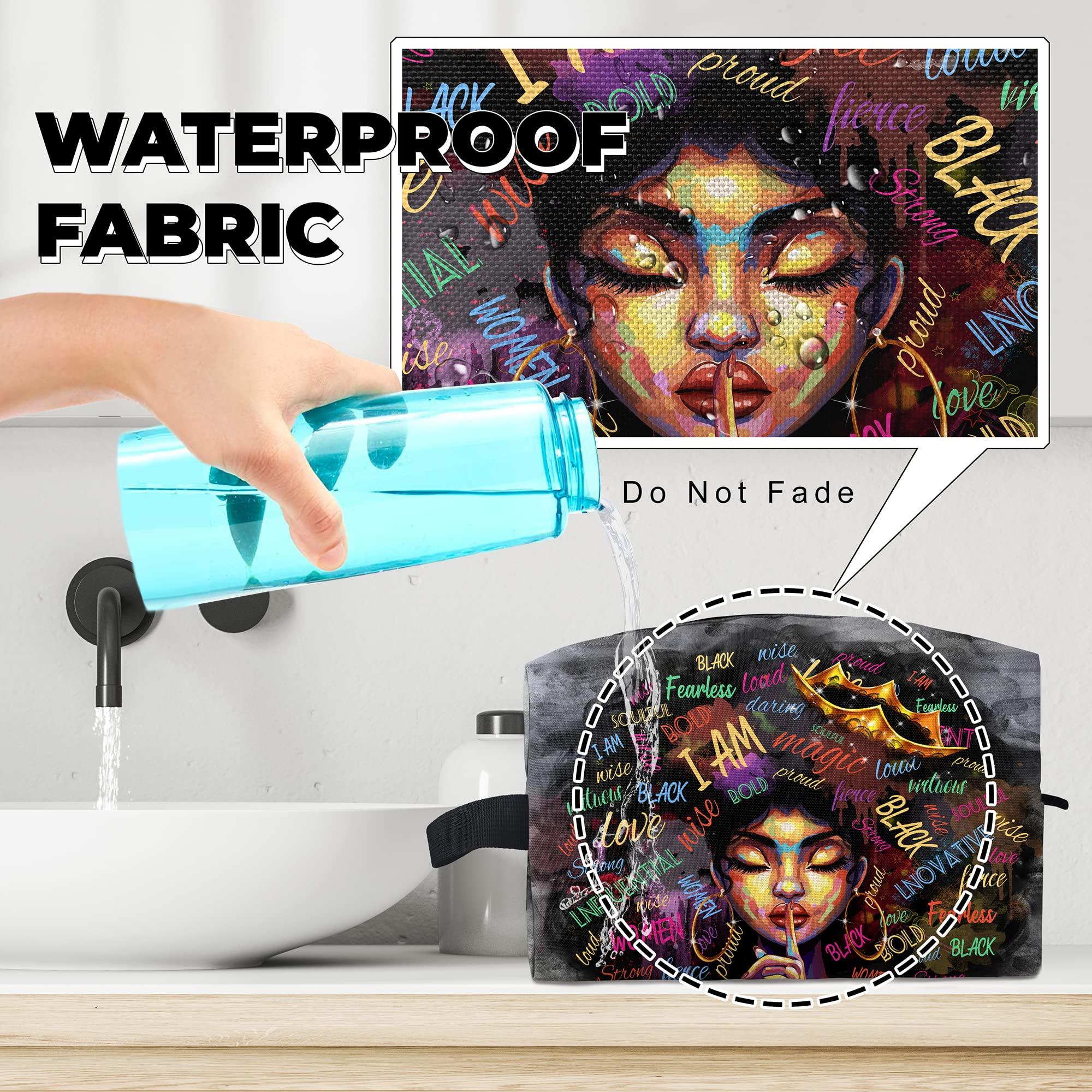 Fzryhaika Fzryhaika African American Makeup Bag, Black Women Cute Cosmetic Bag Waterproof Travel Toiletry Bag Organizer for Accessories (Style-9, One Size)