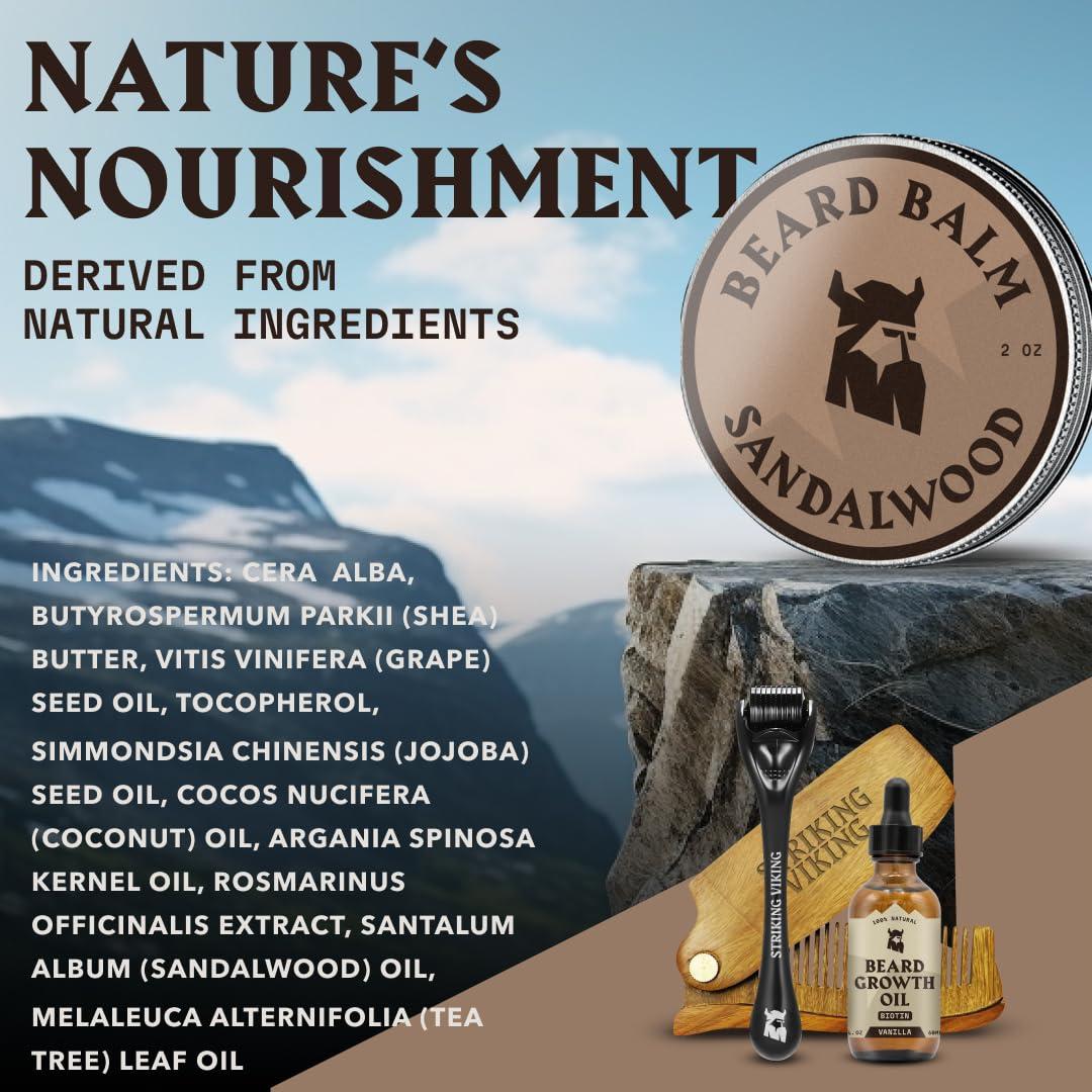 Striking Viking Striking Viking Beard Balm for Men - Leave-in Beard Conditioner & Styling Butter with Natural Argan & Jojoba Oils - Strengthens & Softens - Sandalwood, 2 Ounce (Pack of 1)