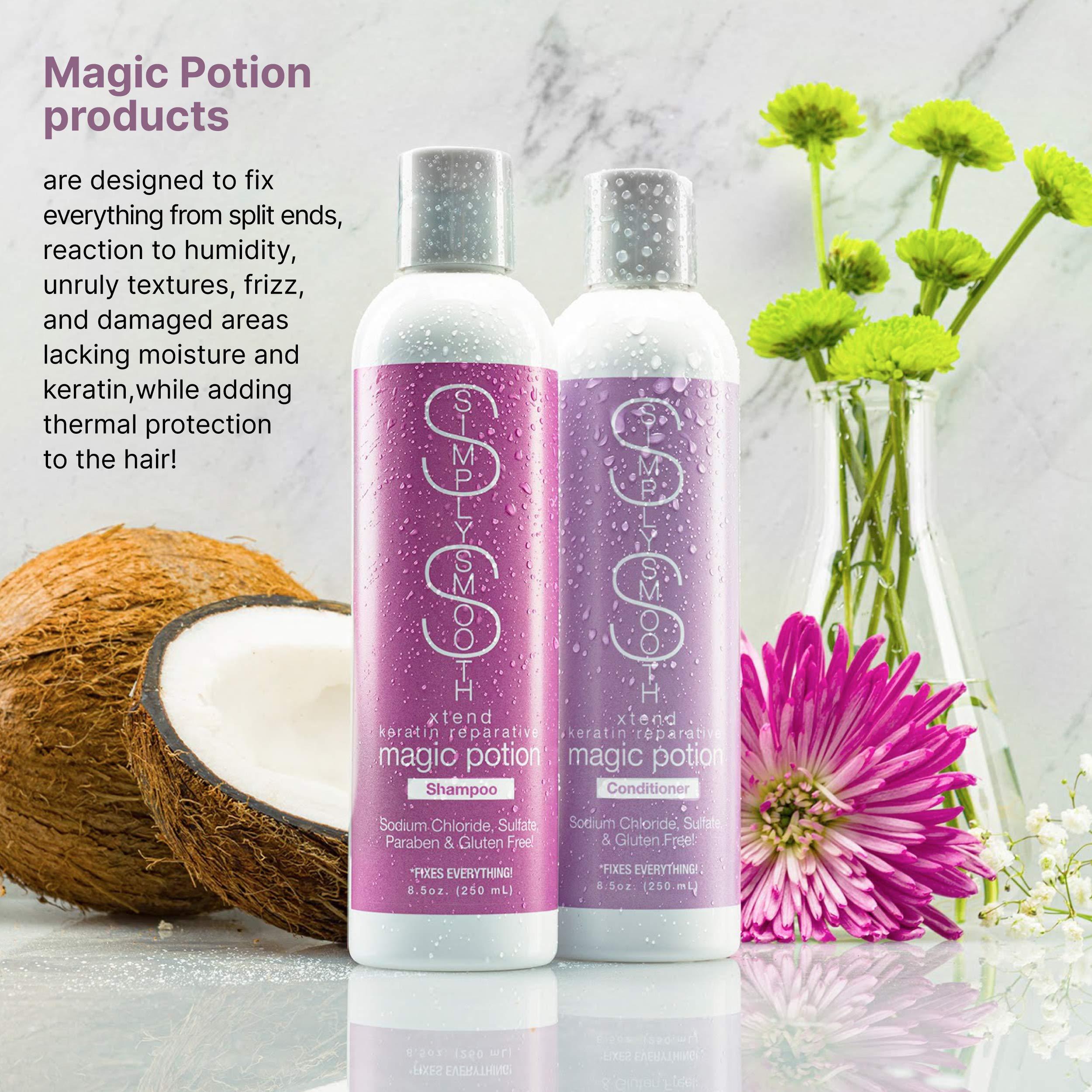 SIMPLY SMOOTH Simply Smooth Keratin Reparative Magic Potion Shampoo and Conditioner - Collagen Soothing Daily Haircare for All Hair Types with Anti-Breakage Benefits, 8.5 Oz