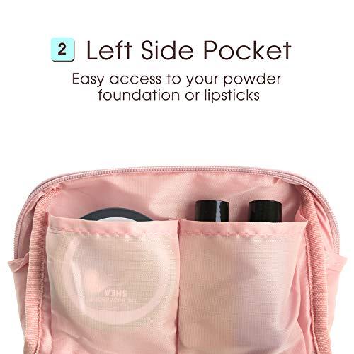 Narwey Narwey Small Vegan Leather Makeup Bag for Purse Travel Makeup Pouch Mini Cosmetic Bag for Women (Small, Pink)