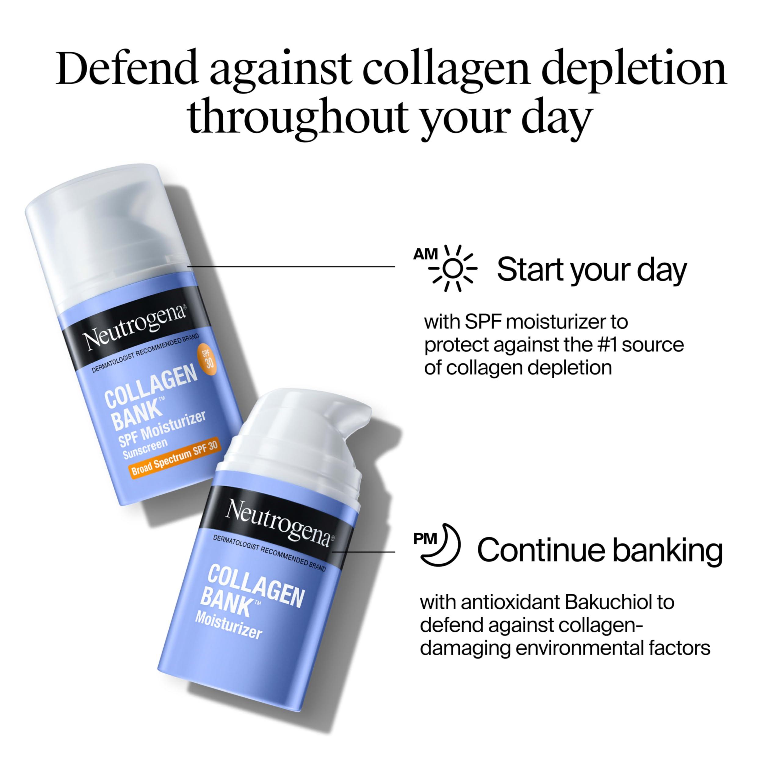 Neutrogena Neutrogena Collagen Bank Face Moisturizer with SPF 30 Sunscreen, Daily Anti-Aging Face & Neck Collagen Cream with Micro-Peptides and SPF, 2 fl. Oz & Trial Size Hydro Boost Facial Cleanser, 0.5oz