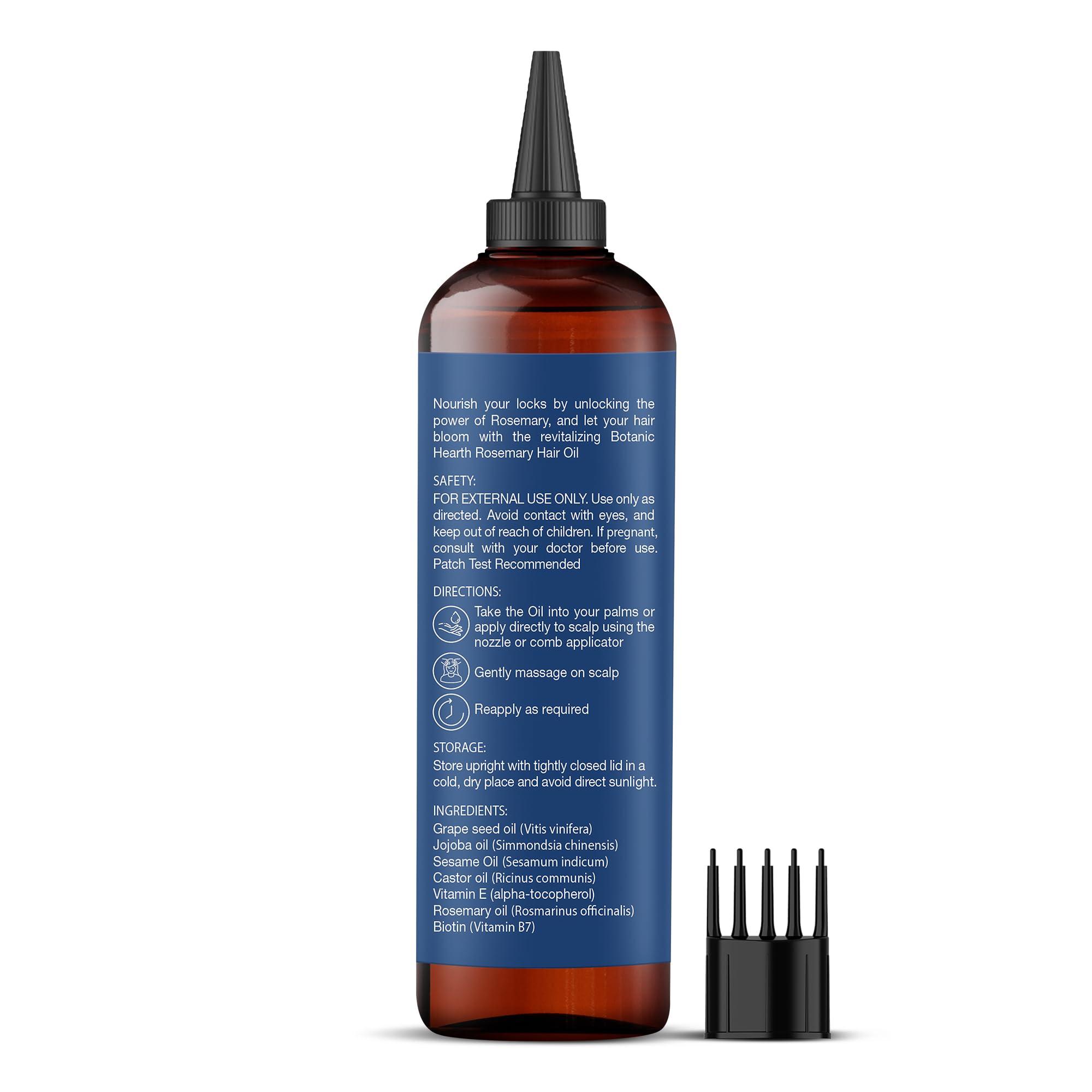 Botanic Hearth Botanic Hearth 100% Pure Rosemary Oil For Hair Growth (6.7 fl oz) Infused With Biotin, Jojoba & castor Oil | Hair strengthening Treatment | Nourishing & Volumizing | Non GMO Verified