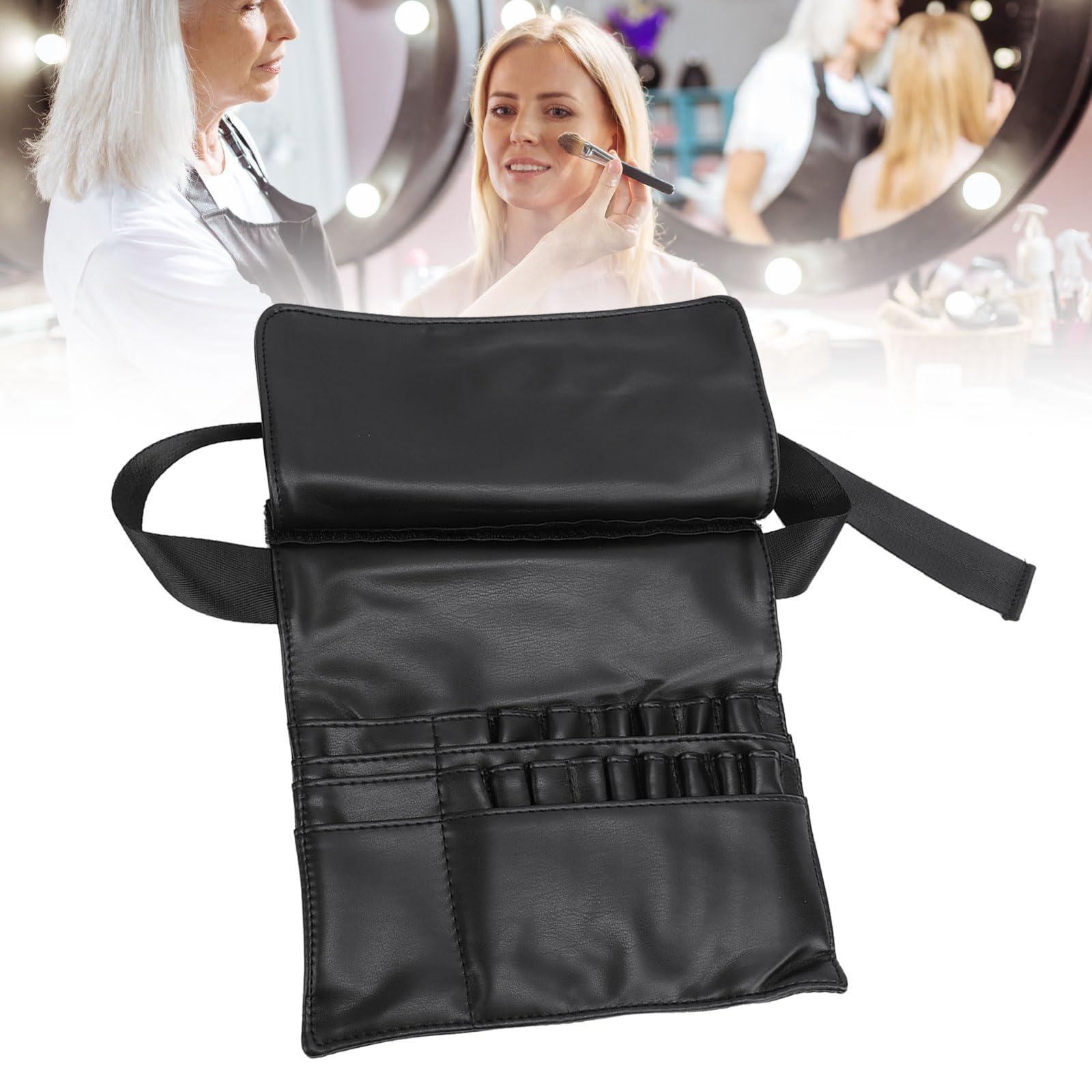 ZJchao Makeup Artist Bag, Makeup Brush Waist Bag, Makeup Brush Bag with Belt, Makeup Artist Waist Bag PU Material Cosmetic Tool Storage Holder for Brush
