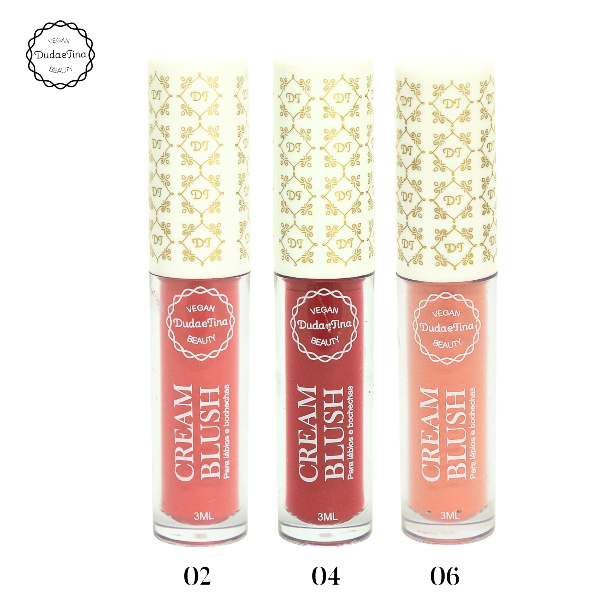 Duda e Tina Vegan Beauty Duda e Tina 3 in 1 Cream Blush, for Cheeks, Lips and Eyes, Matte Finish, High Coverage, Vegan & Cruelty Free, Clean Beauty, Made in Brazil, Travel Size 0.1 fl oz/ 3ml (Color 06 - Peach)