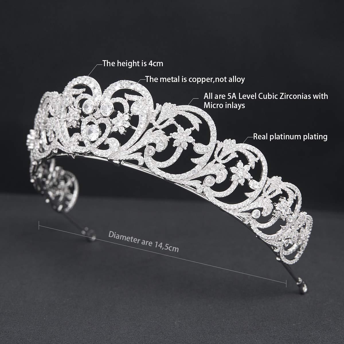 SEPBRIDALS The Spencer Replica Tiara Cubic Zirconia Royal Diadem for Wedding,Crystal Princess Headpieces,Prom Hair Jewelry CH10384