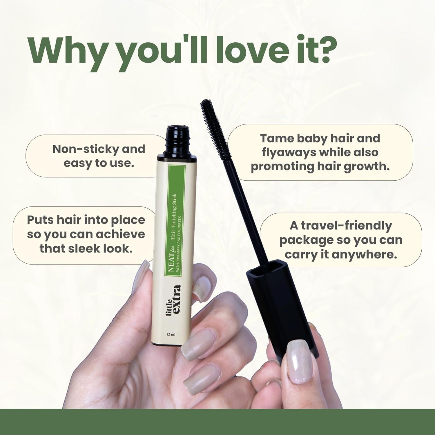 Generic Little; Extra Neat Fix Hair Finishing Stick, Tame Frizz, Flyaways & Baby Hairs, Hair Fixing Styling Gel with Rosemary & Fenugreek, Travel-Friendly, Non-Greasy & Non-Sticky, No Parabens, Silicones