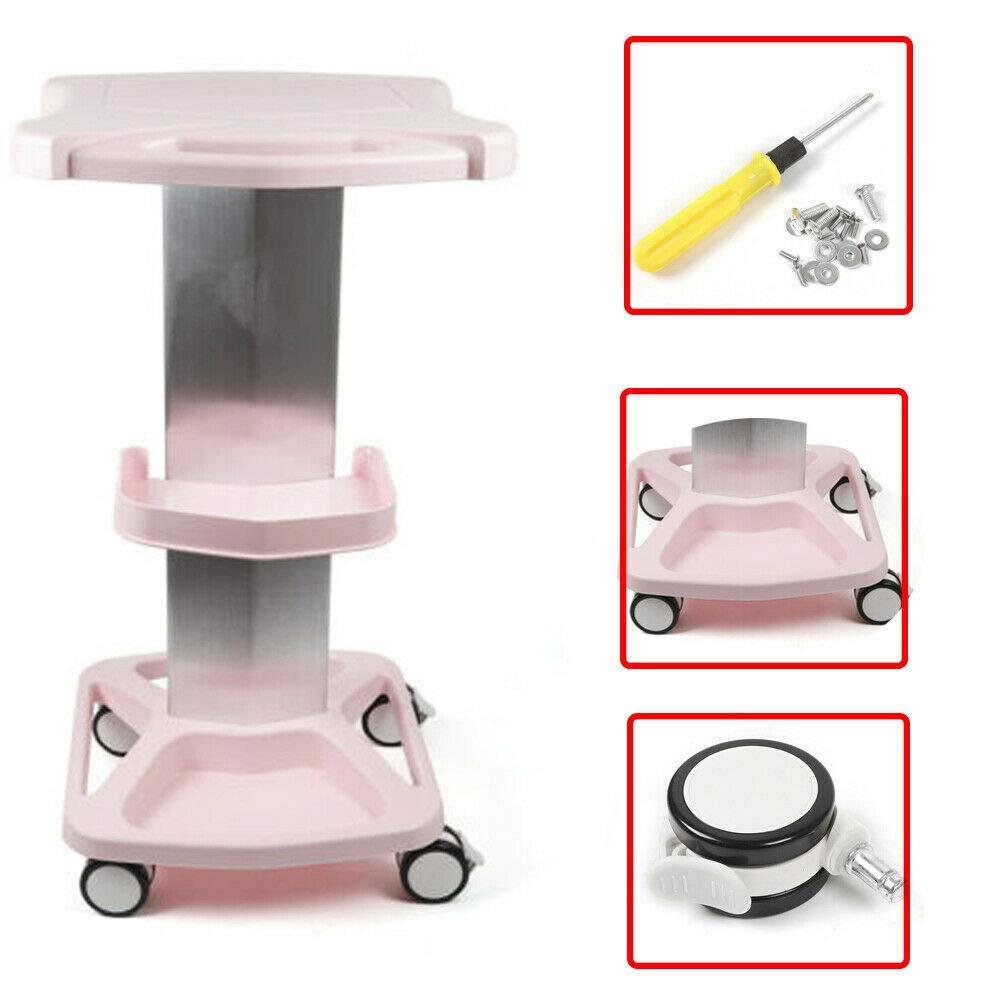 LYNICESHOP Salon Trolley Cart - Aluminum Mobile Trolley Stand Medical Rolling Carts for Machine Manicure Spa Shelf (Pink)