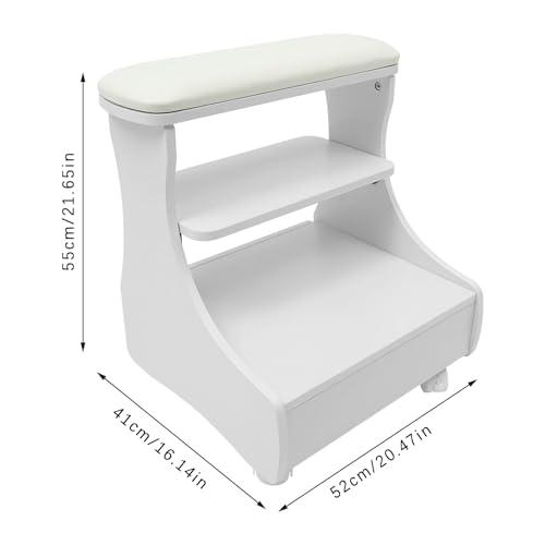 Omosiroi Omosiroi Pedicure Foot Rest, Manicure Pedicure Chair with Wheels, Portable Foot Bath Spa Cart Beauty Nail Foot Stool Trolley, Footrest Salon Supplies Foot Massage Station for Home/Bathroom (White)