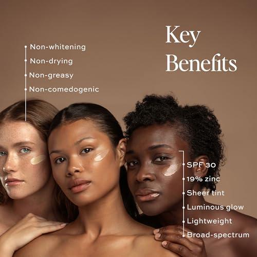 Dime DIME Beauty Tinted Glow Wonderscreen SPF 30, Mineral Sunscreen for Face with 19% Zinc Oxide, Tinted Moisturizer with SPF, 50 g (Shade 02)