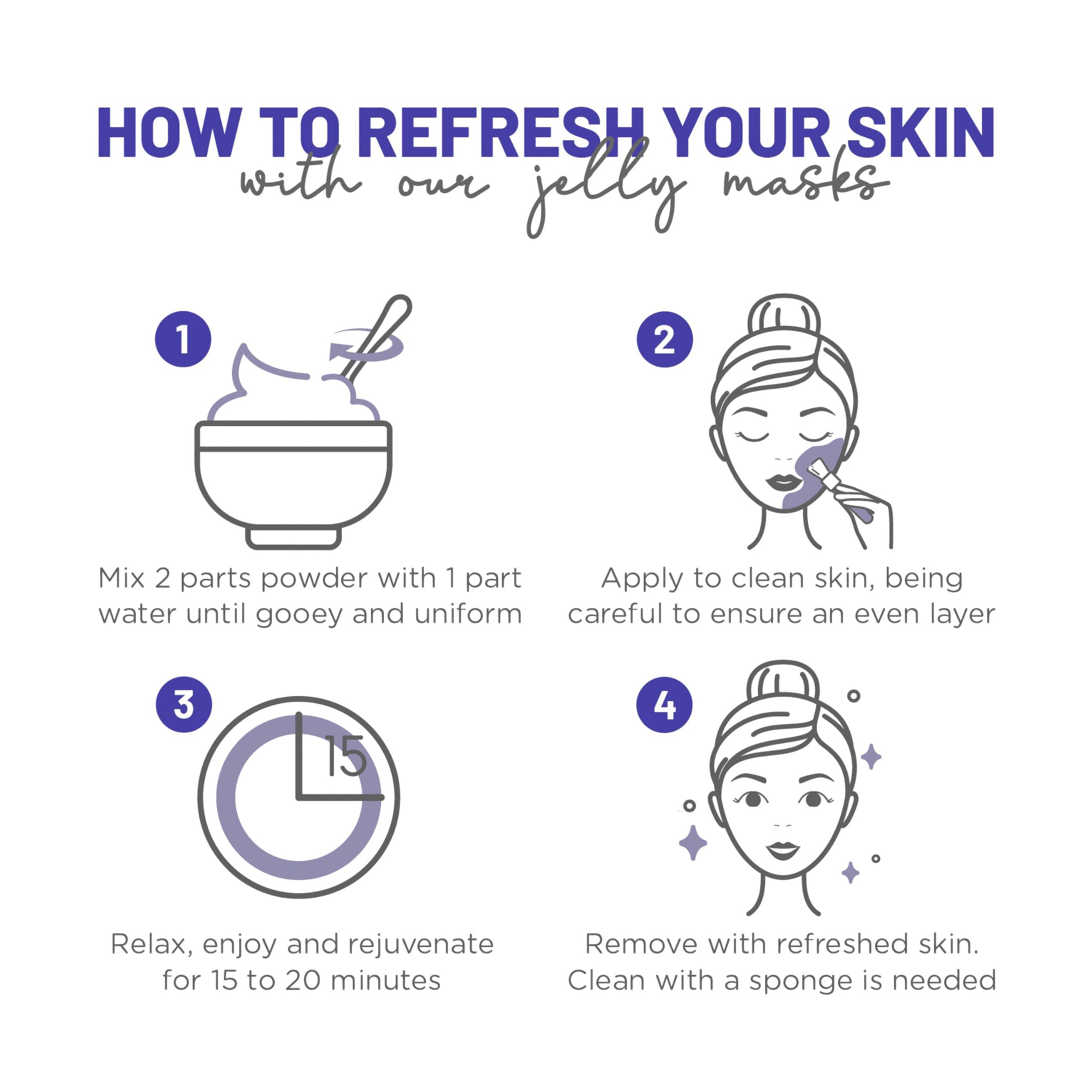 BRÜUN BRÜUN Jelly Mask Jar Blue Lavender Peel-Off Face Care Rubber Mask | 23 fl oz Skin Care Moisturizing Gel Mask Jar Spa Set