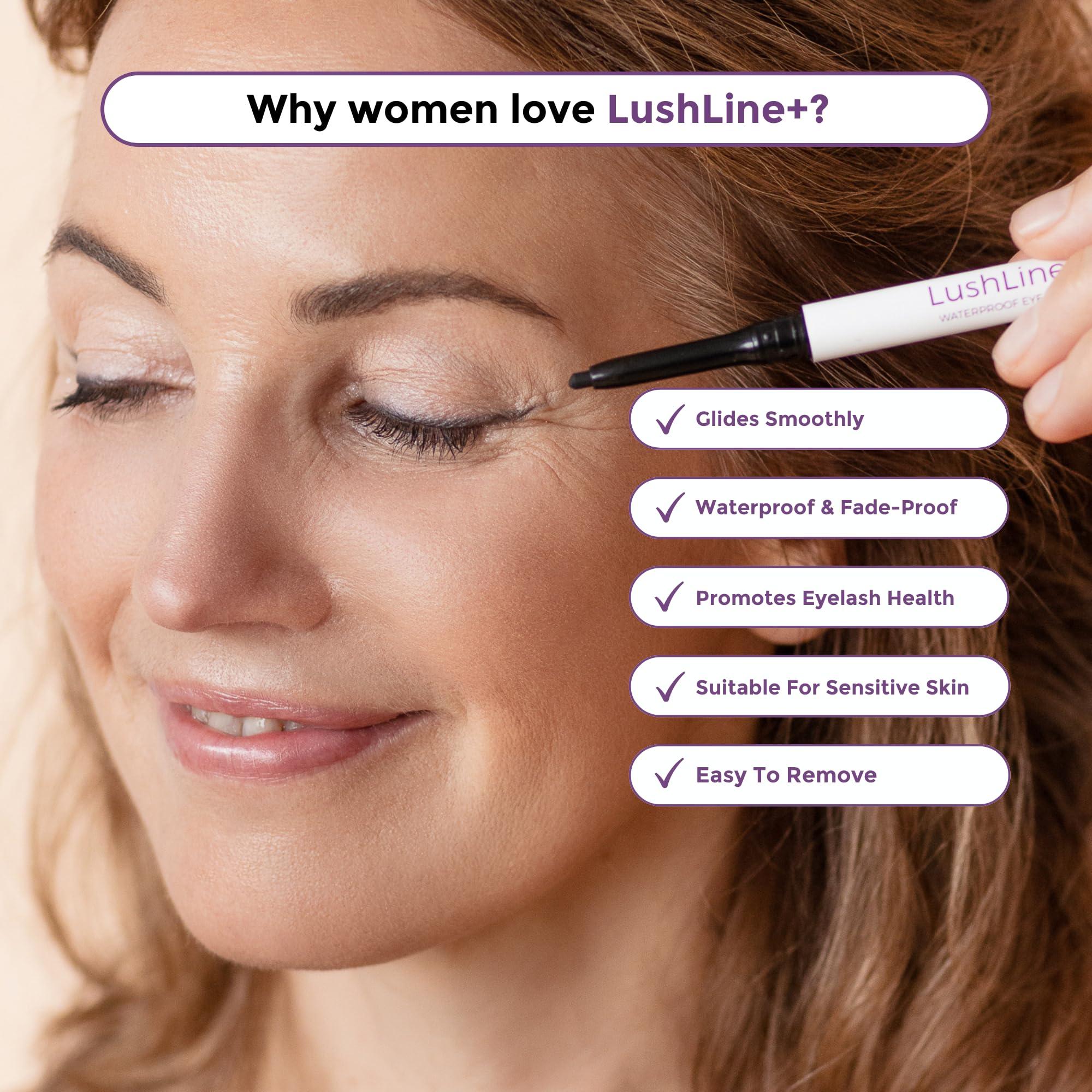 Rumi Cosmetiques Rumi Cosmetiques LushLine+ Waterproof Eyeliner Pencil For Older Women - Smudge Proof, Long-Lasting, Non Toxic, Soft Glide - Safe For Sensitive Eyes (Natural Grey)