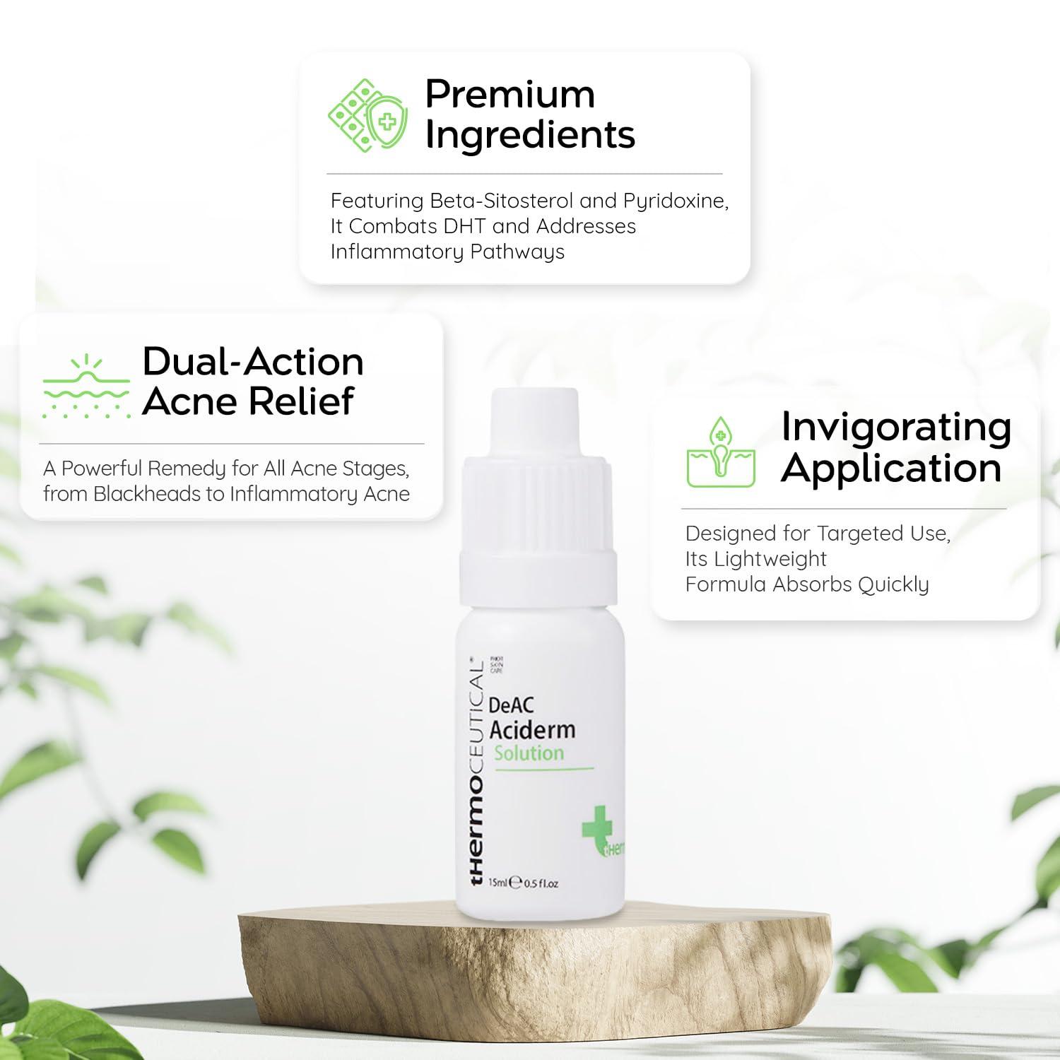 tHermoCEUTICAL tHermoCEUTICAL DeAC Aciderm Solution - Acne Skin Care, Sebum & Dead Skin Cells Control, Pore Reduction, Acne Grade Down, Skin Trouble Treatment, Fast Absorbing 0.5 fl.oz