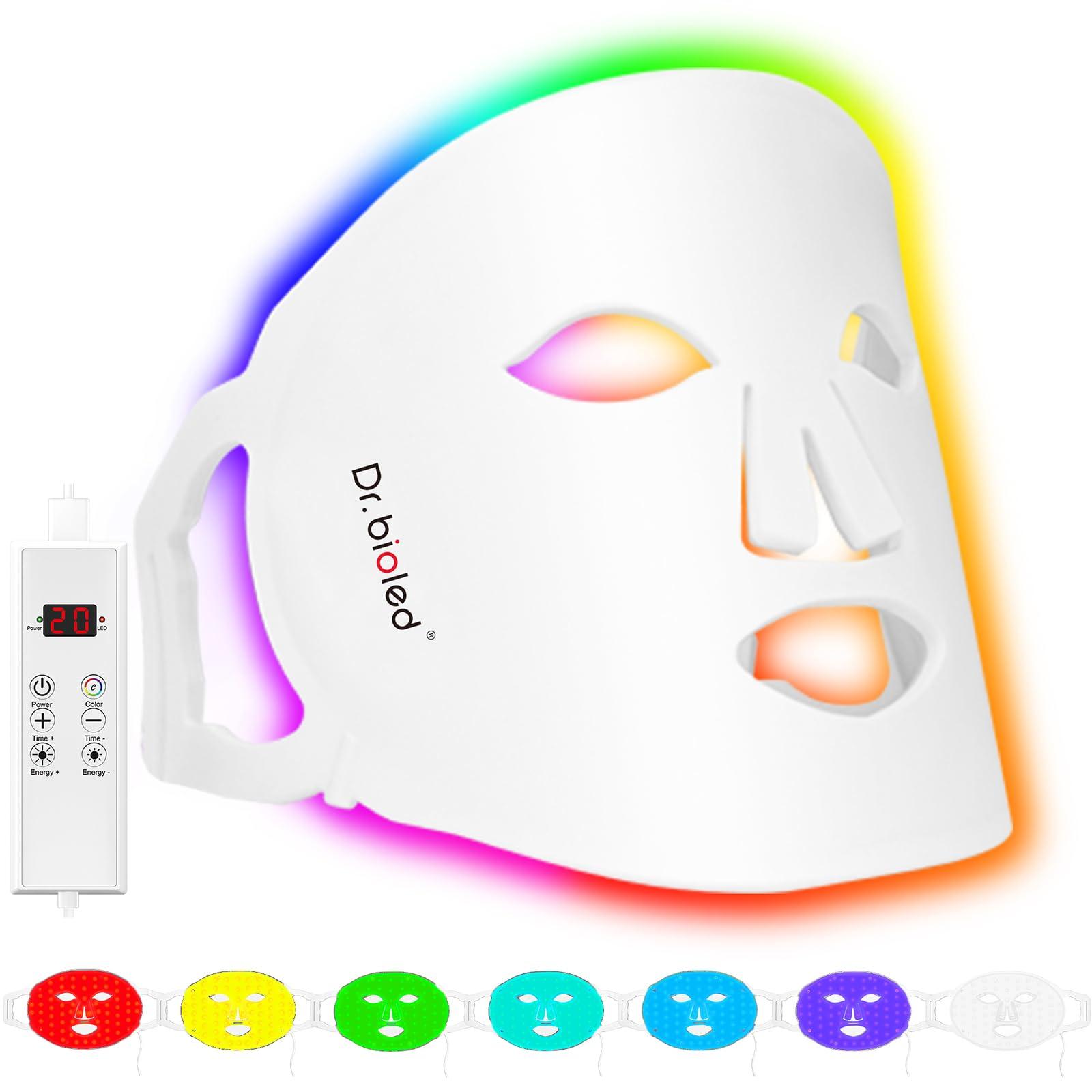 Dr. bioled Dr.bioled Led Face Mask Light Therapy, 7 Colors Led Blue and Red Light Therapy for Face, Rechargeable & Bendable Silicone Led Photon Facial Skin Care Mask