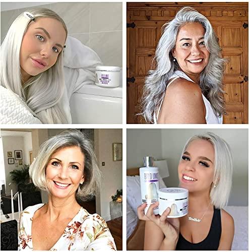 BOLD UNIQ Purple Hair Mask For Blonde, Platinum, Bleached, Silver, Gray, Ash & Brassy Hair, BoldPlex 6 Hair Serum & BoldPlex 4 Shampoo Bundle - Remove Yellow Tones and Condition Dry, Damaged Hair - Cruelty Free