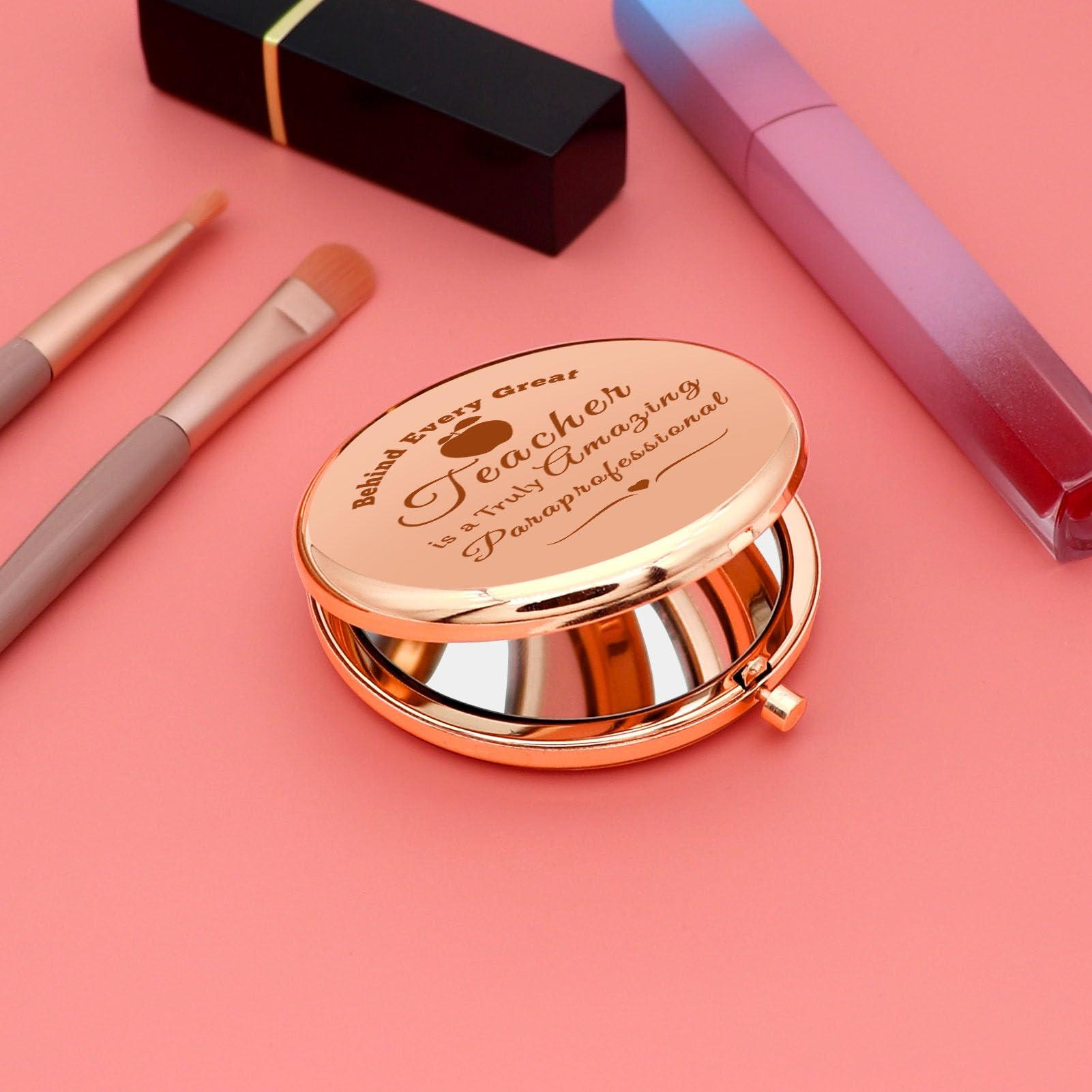 Gevody Paraprofessional Appreciation Gifts Teacher's Aide Gift Compact Makeup Mirror Paraeducator Gift para Teacher Gift para Thank You Gifts Graduation Folding Makeup Mirror Paraprofessional Gifts