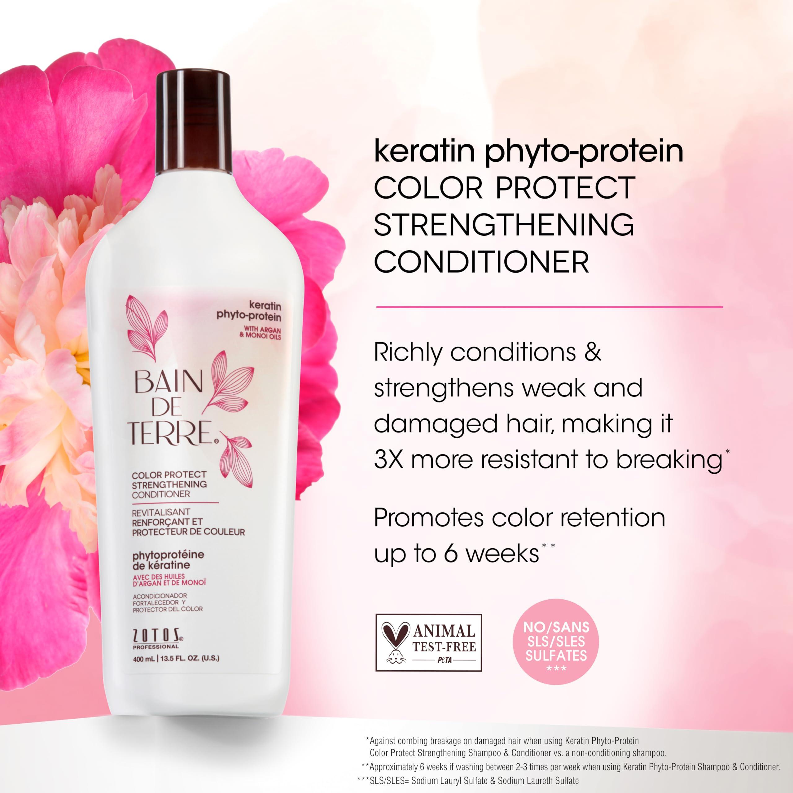 Bain de Terre Bain de Terre Strengthening Shampoo and Conditioner Set | Keratin Phyto-Protein | Strengthens Weak & Fragile Hair | Paraben Free | Color-Safe | 13.5 Fl Oz