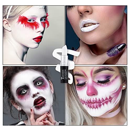 BowJian BowJian White Eye Black White Face Paint Stick White Foundation Goth Makeup Halloween Clown Makeup Cosplay Eye Black Stick White Body Paint White Face Makeup White Concealer Lipstick (White)