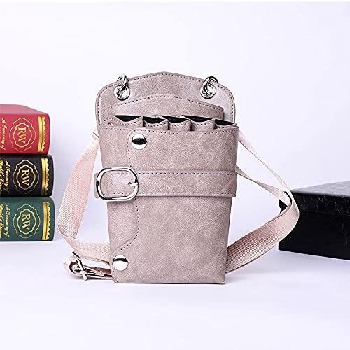 boshiho Scissors Pouch PU Leather Salon Barber Hairdressing Scissors Holster Hair Stylist Tools Bag Comb Shear Holster Waist Shoulder Belt (Khaki)