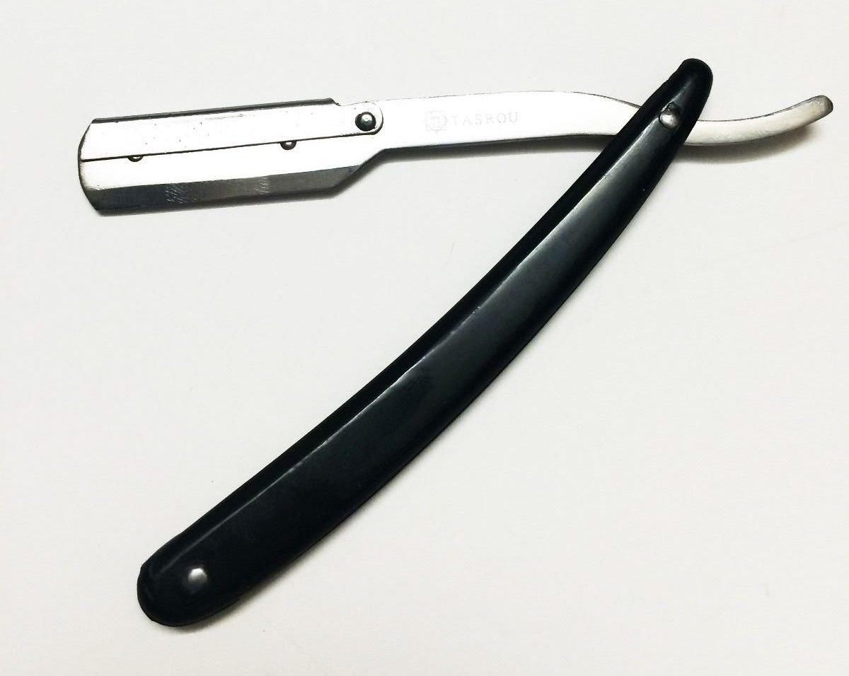 Tasrou Shaving Straight Razor (Black Handle) High Quality Stainless Steel Edge
