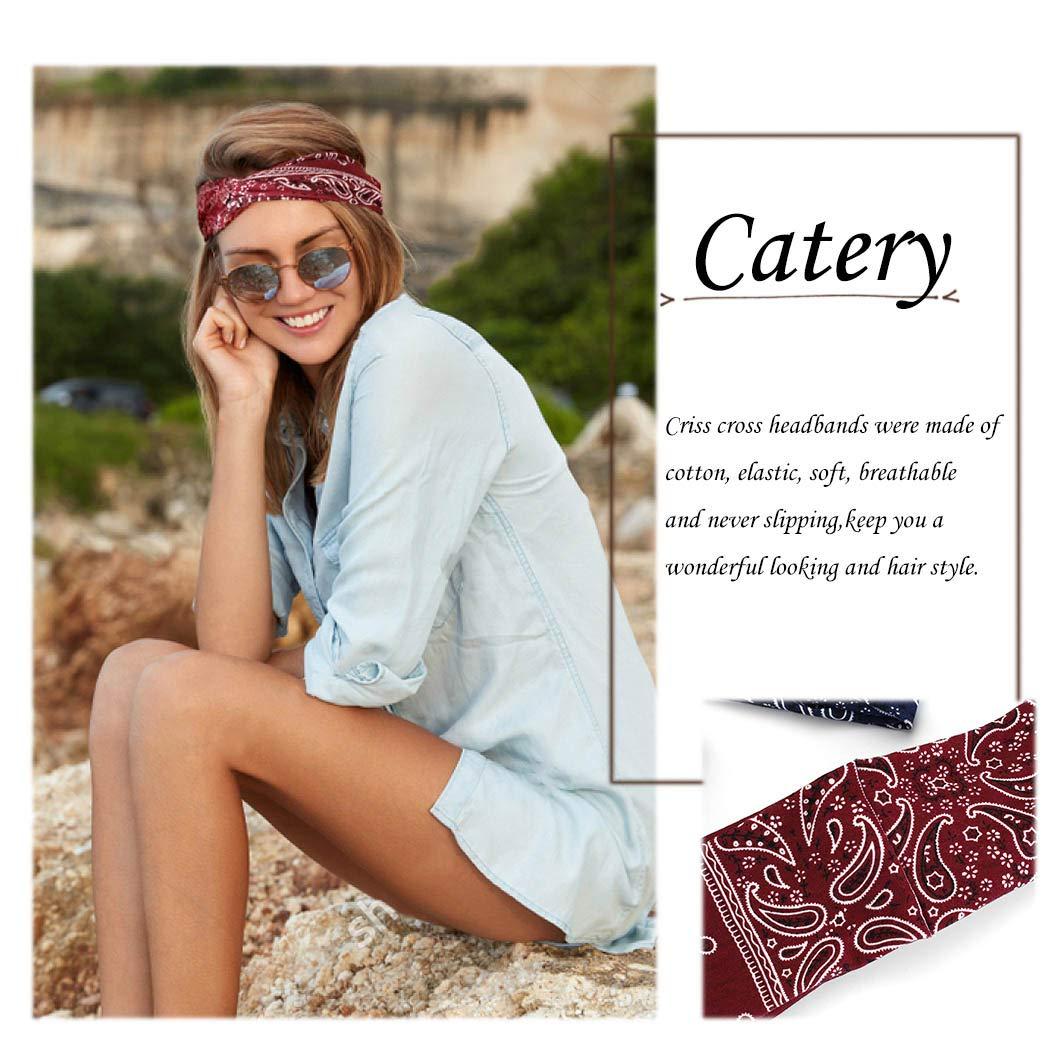 Catery Catery Boho Cloth Headbands Yoga Wide Hair Bands Knot Elastic Hair Wraps for Women(Pack of 3)