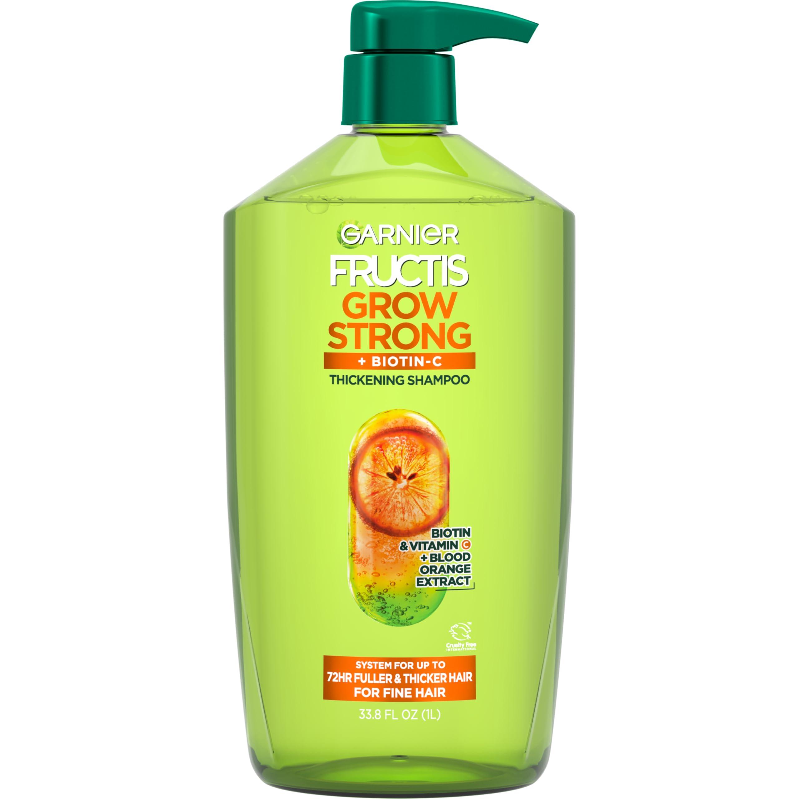 Garnier Garnier Fructis Grow Strong Thickening Shampoo for Fine Hair, Biotin-C, 33.8 Fl Oz, 1 Count (Packaging May Vary)