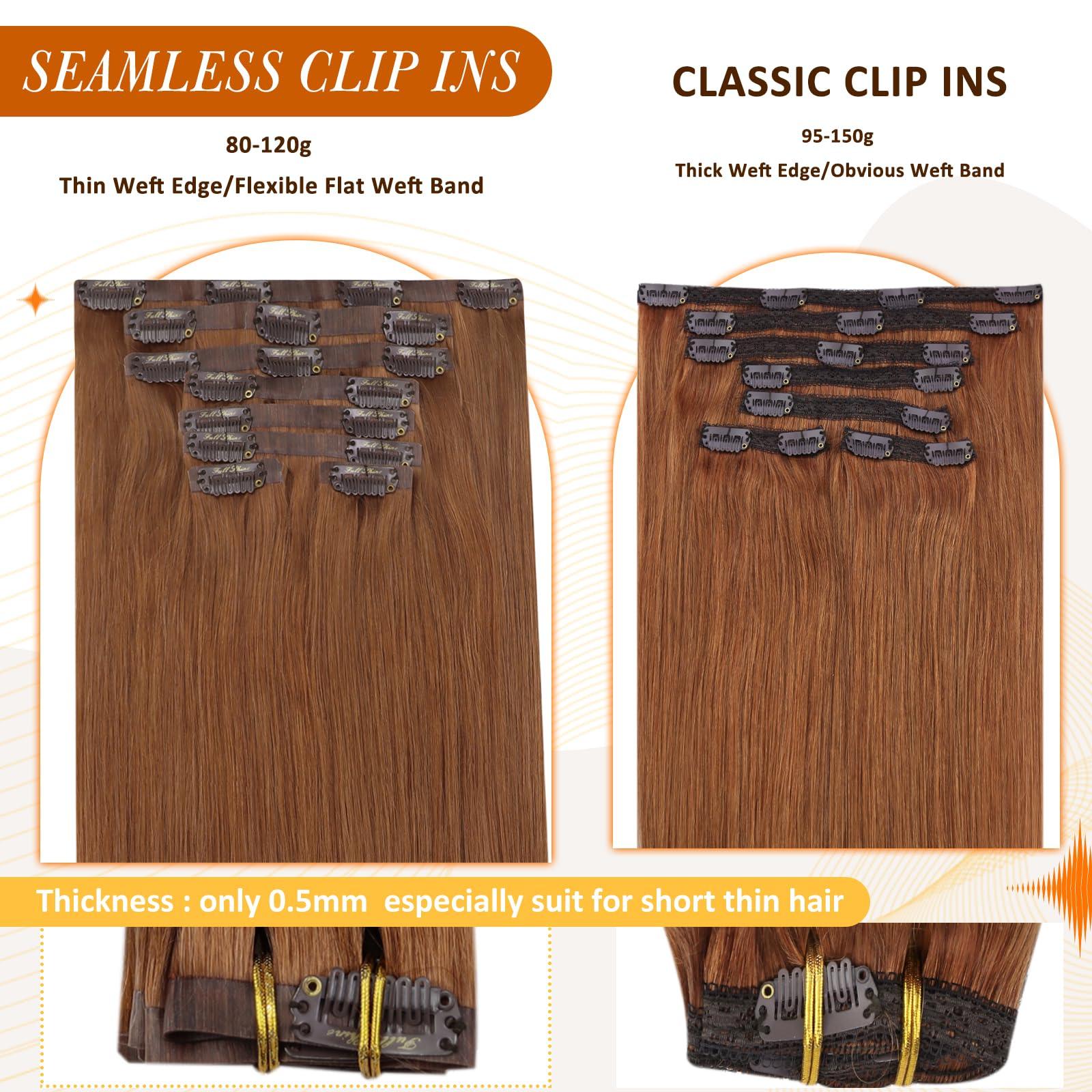 Full Shine Full Shine Seamless Clip in Hair Extensions Real Human Hair #330 8Pcs 20Inch 120g &Full Shine Seamless Clip in Hair Extensions Real Human Hair #330 8Pcs 22Inch 120g
