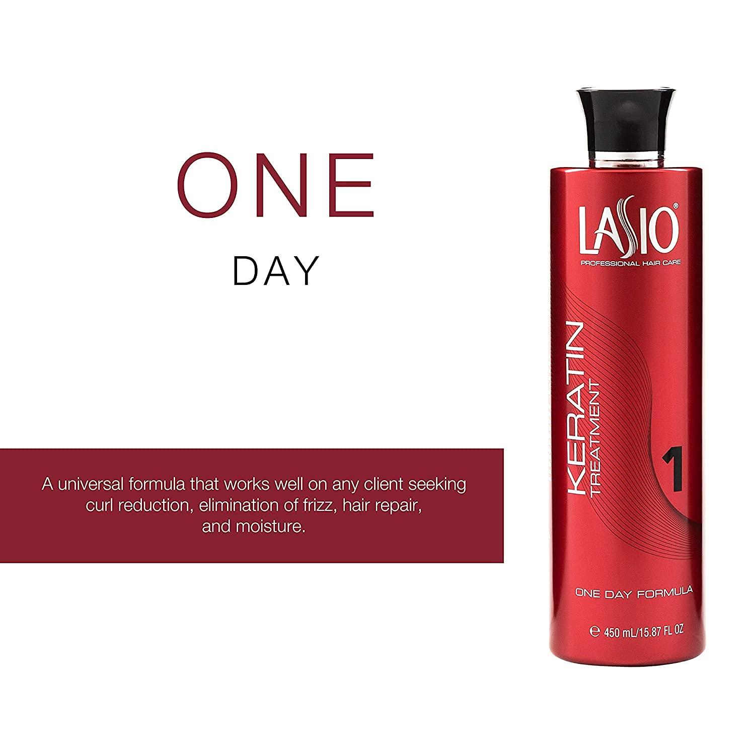 Lasio Lasio Keratin Treatment One Day Formula Infused with Amber Extract Lightweight Conditioner Frizz Free Reduce 90% Curls Quickly Fume Free Professional Salon Level Grade 35.27 Fl. Oz