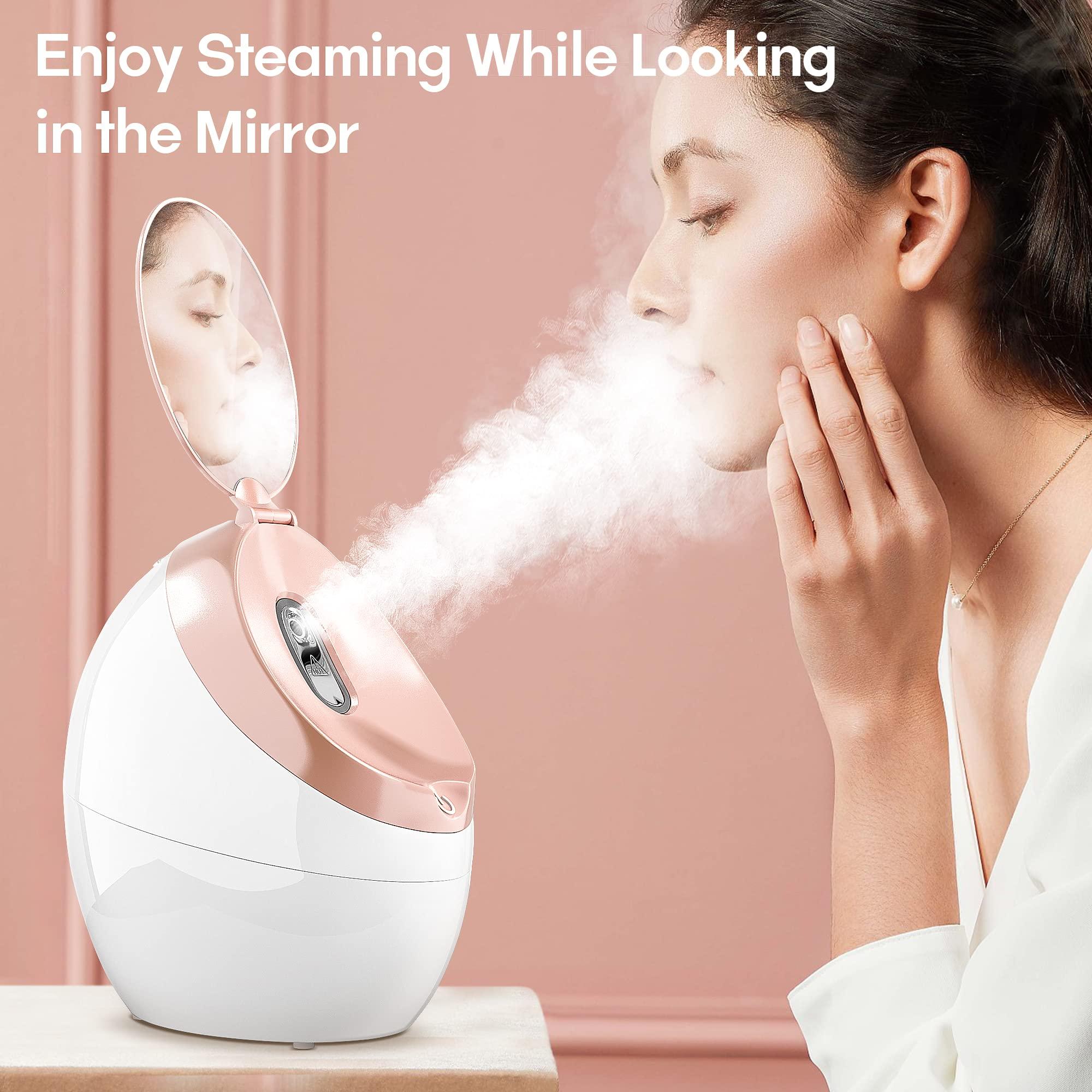 Kingsteam Facial Steamer- Professional Nano Ionic Facial Steamer- with HD Makeup Mirror - Oznoe Steamer - High Capacity - Suitable for Home with Mini Size