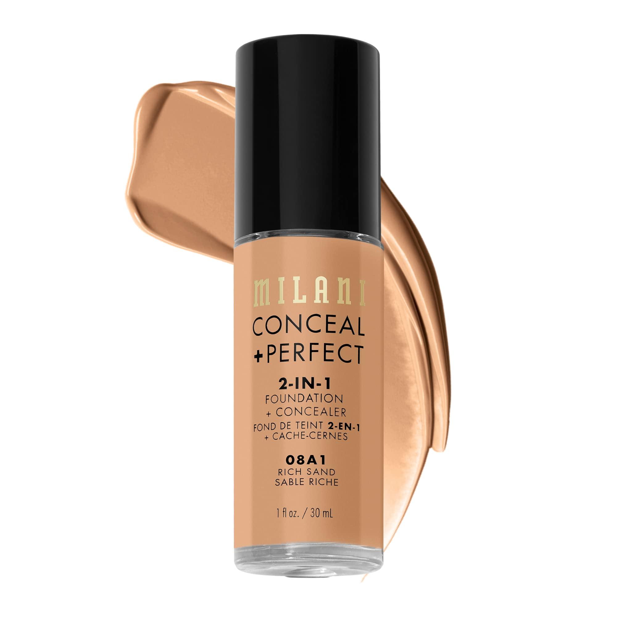 Milani Milani Conceal + Perfect 2-in-1 Foundation + Concealer - Rich Sand (1 Fl. Oz.) Cruelty-Free Liquid Foundation - Cover Under-Eye Circles, Blemishes & Skin Discoloration for a Flawless Complexion