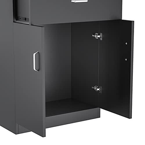 Paddie Paddie Barber Cabinet Storage Station, Free Standing Beauty Hair Stations for Salon Barber Utility Unit with Holders Styling Salon Spa Equipment with Drawer and Cabinet