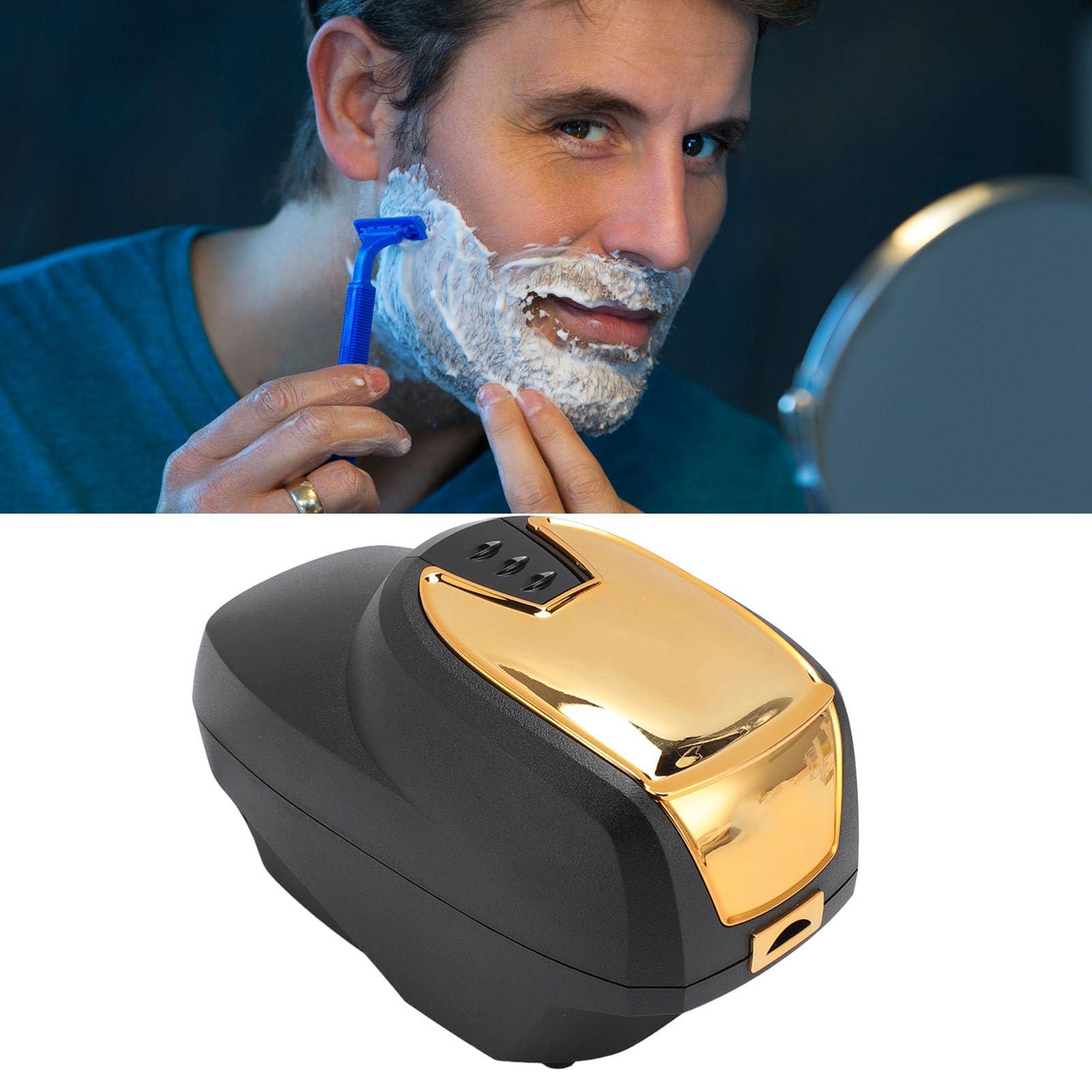 Pongnas Professional Hot Lather Machine for Shaving Large Capacity Electric Foaming Machine Shaving Foam Machine for Home Salon Barber Shop, Black Gold (US Plug 110V)