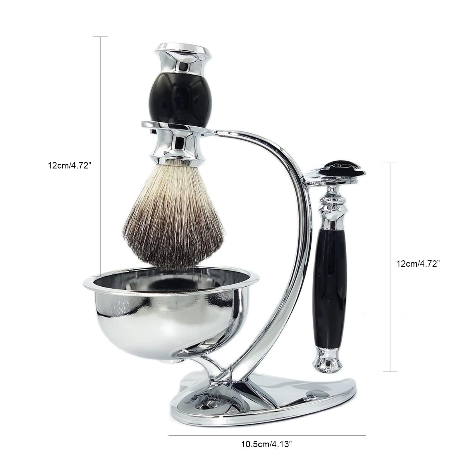 Magyfosia Magyfosia Classic Men's Double Edge Safety Razor Kit includes Pure Badger Hair Shaving Brush,Heart Shape Razor & Brush Stand Holder and Shaving Bowl Christmas Original Gift Set