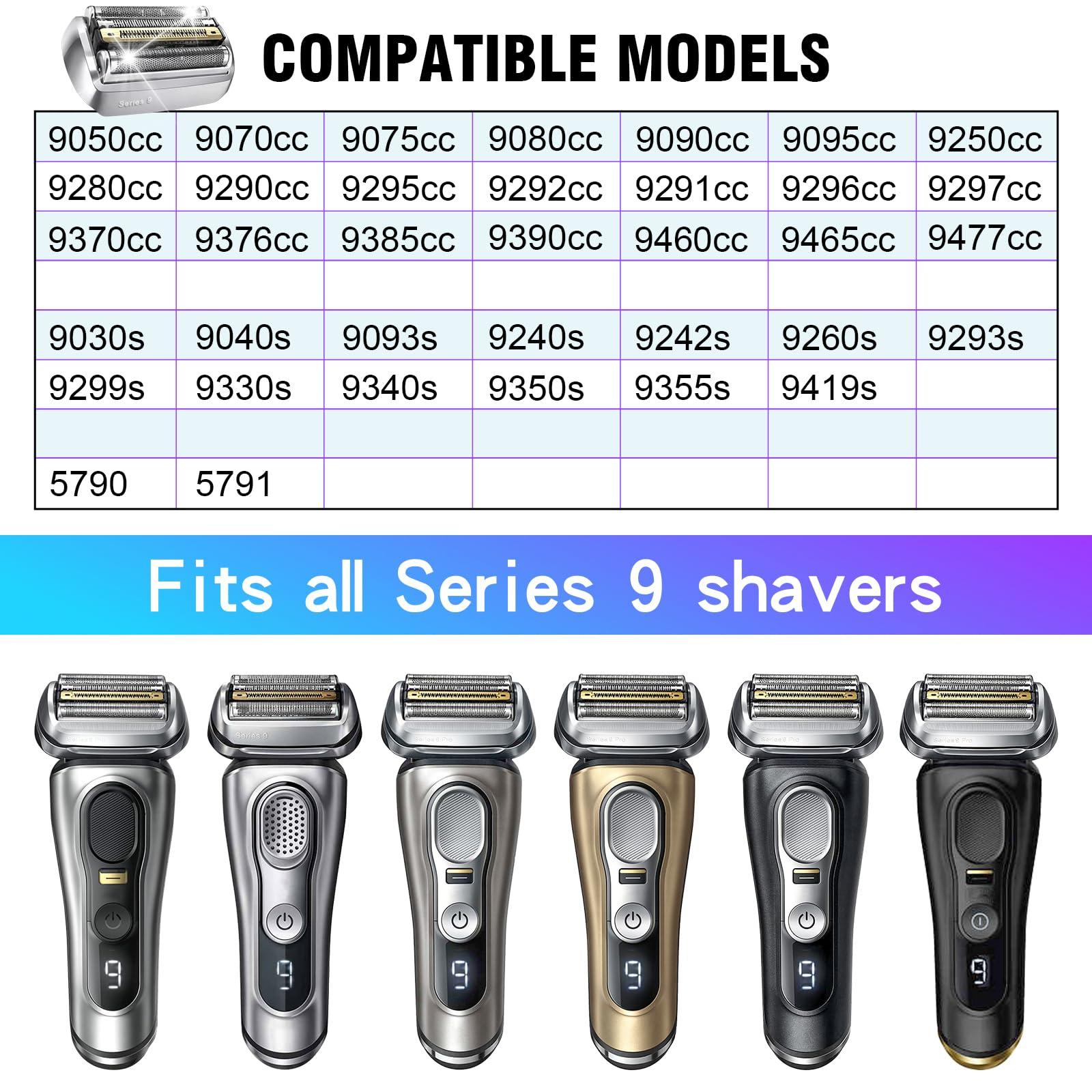 DODAER Series 9 92S Electric Shaver Head Replacement,Compatible with Braun Series 9 Electric Razors 290cc, 9291cc, 9370cc, 9293s, 9385cc, 9390cc, 9330s, 9296cc (2 PACK)