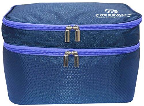 Freegrace Travel Organizer Underwear Bag - Large Double Layer Packing Storage Bag - Fits Large Bra, Socks, Underpants, Cosmetic, Toiletry kit (Dark Blue)
