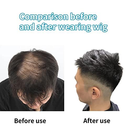 WeKen WeKen Short Toupee for Men Hair Topper Wig Clip in Crown Hair Extensions Mens Hair Piece for Covering White Loss Hair Daily Wear