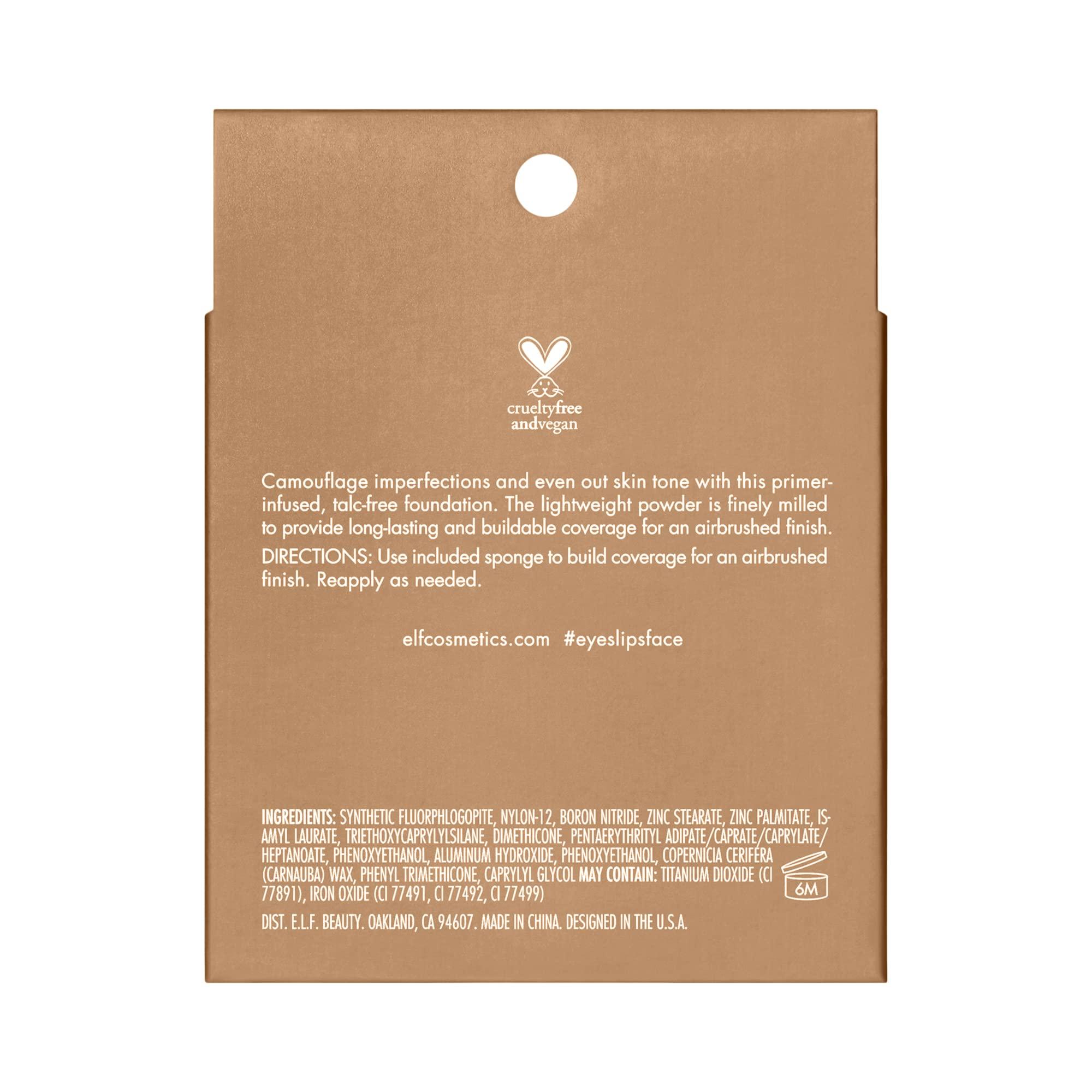 e.l.f. e.l.f. Camo Powder Foundation, Lightweight, Primer-Infused Buildable & Long-Lasting Medium-to-Full Coverage Foundation, Medium 370 N