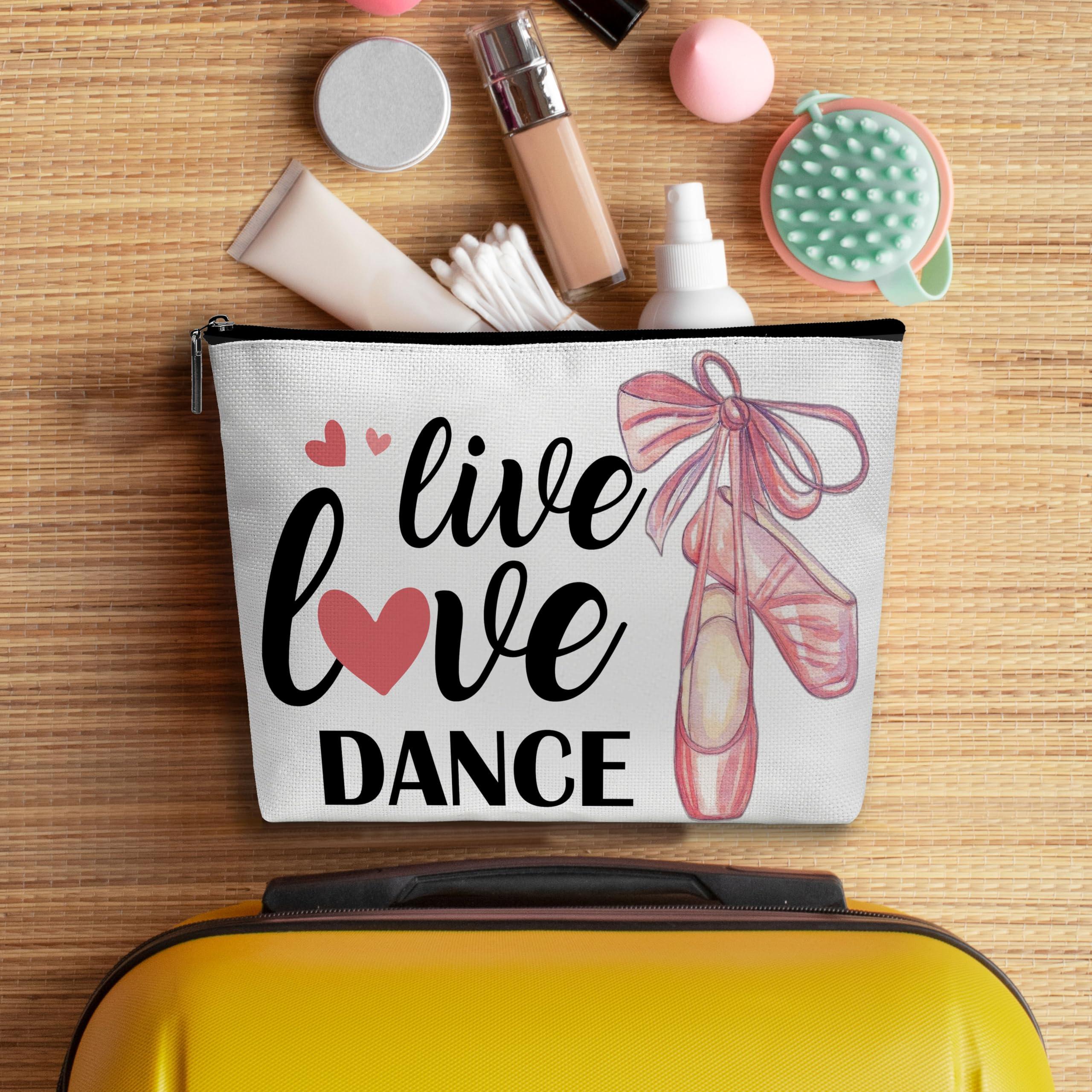 GOLRMC Ballet Dance Makeup Bag, Ballerina Dance Recital Gifts For Girls, Travel Cosmetic Bag, We love Dance A12