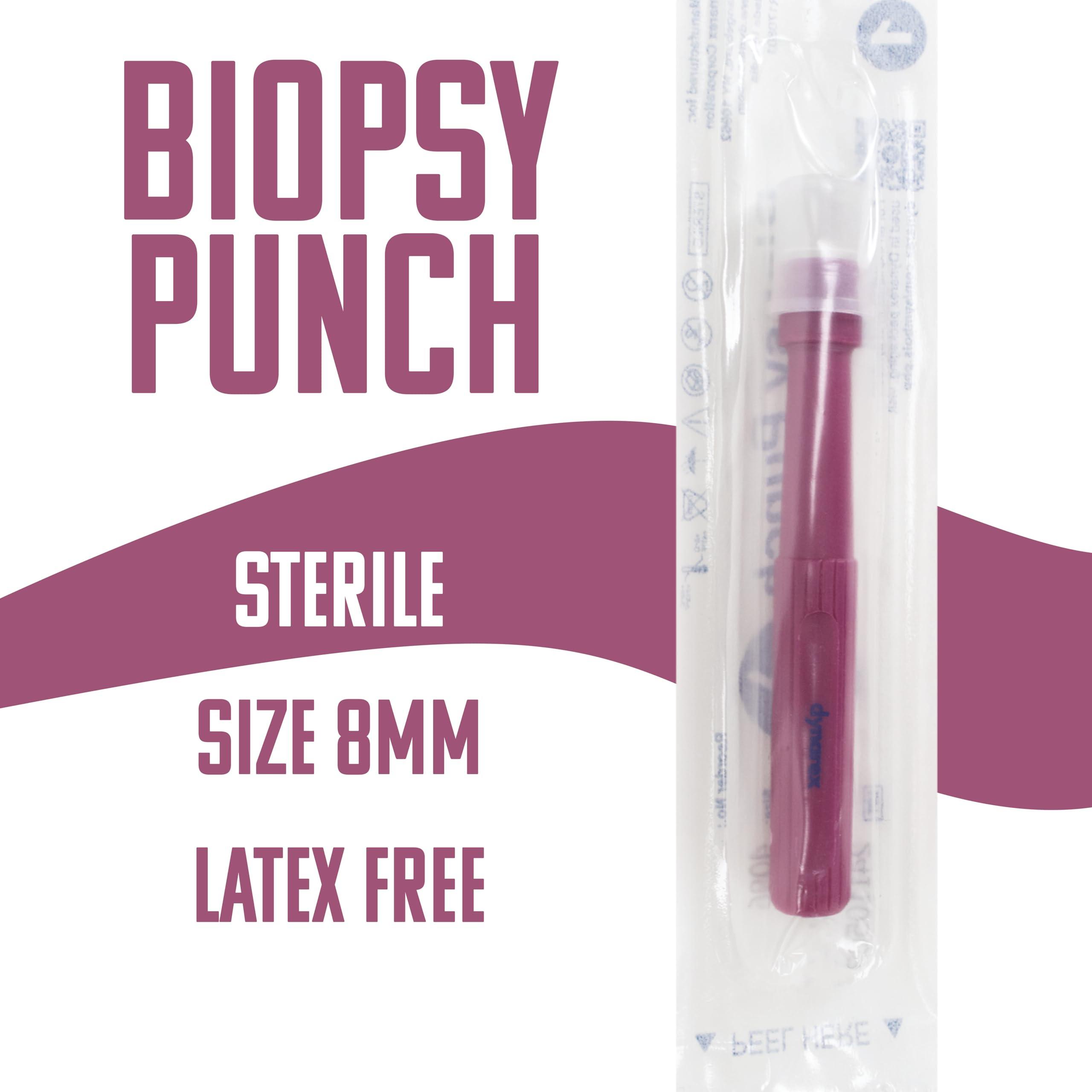 Generic Generic Sterile Disposable Biopsy Punch Curettes, Size 8MM, Biopsy Dermal Punch Curette for Piercing & Lab Use with Protective Handle, 1 Pack