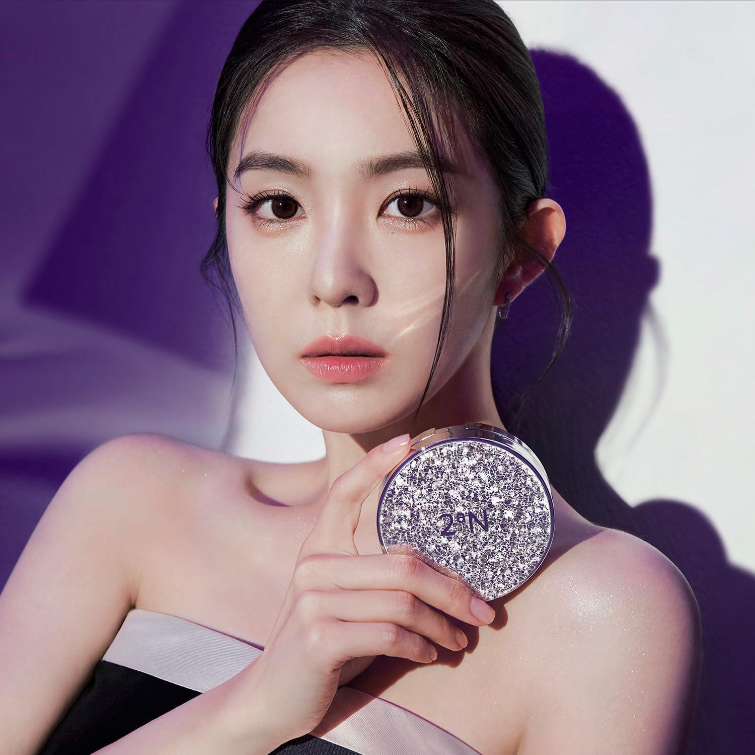 2aN 2aN Gleaming Tension Cushion Foundation Pact, Korean Cushion Foundation Makeup, Lightweight & Buildable Coverage with Ceramides and Centella Asiatica (#21 Light Beige, 0.45 oz)