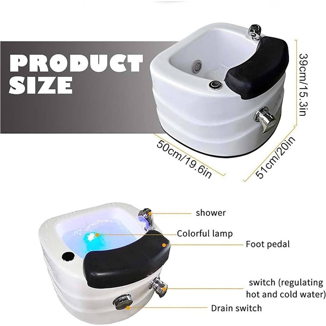 JIANGSS Acrylic Foot Bath,Home Foot Spa Pedicure Tub,Foot Detox Bucket Tub,Portable Foot Spa Bathtub,Deep Foot Bath Spa with Massage,Automatically Drain and Adjust Hot and Cold Water