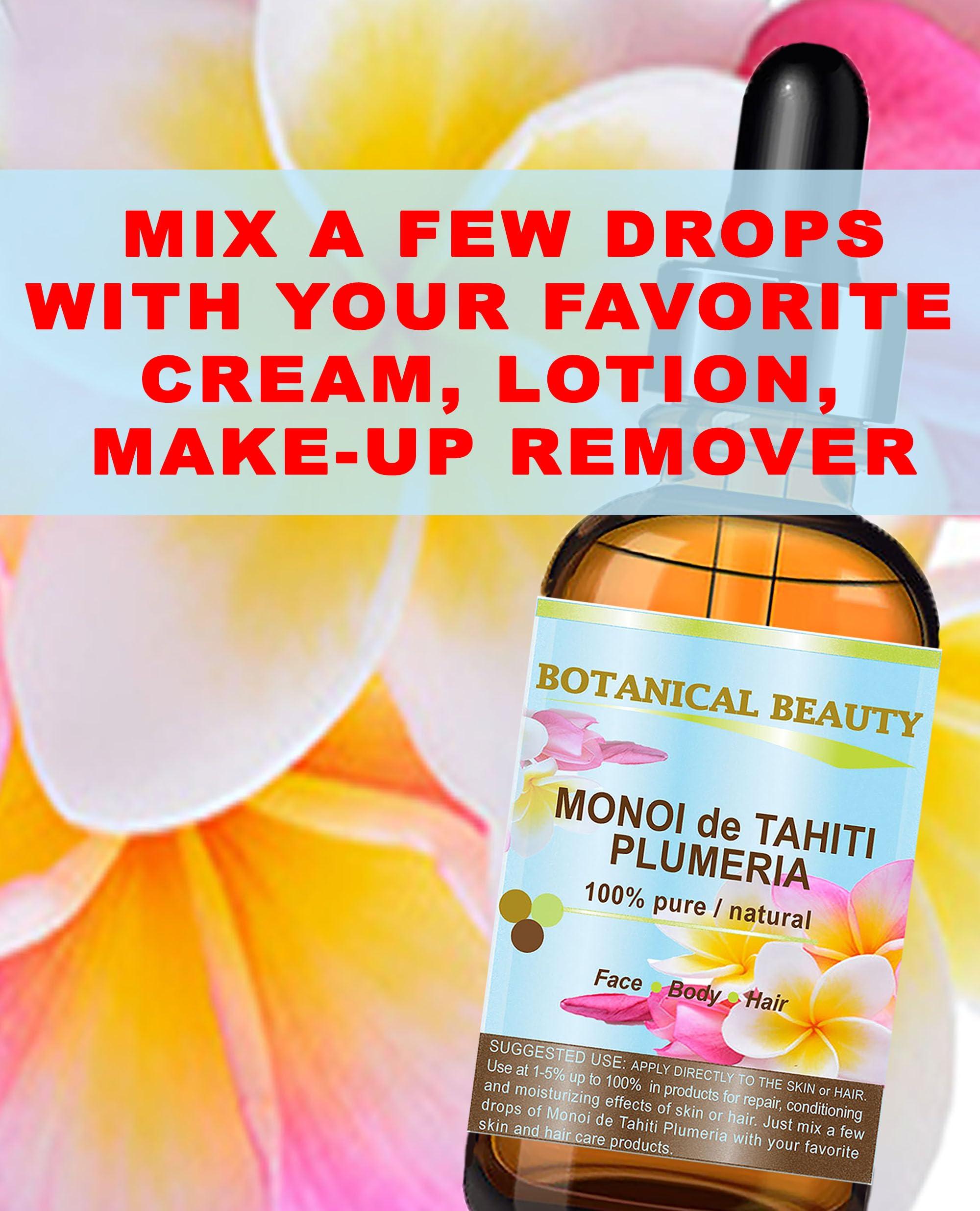 Botanical Beauty Botanical Beauty MONOI DE TAHITI PLUMERIA OIL Pure Natural. 2 Fl. Oz.- 60 ml. for Face, Skin, Hair, Nail Care and Body