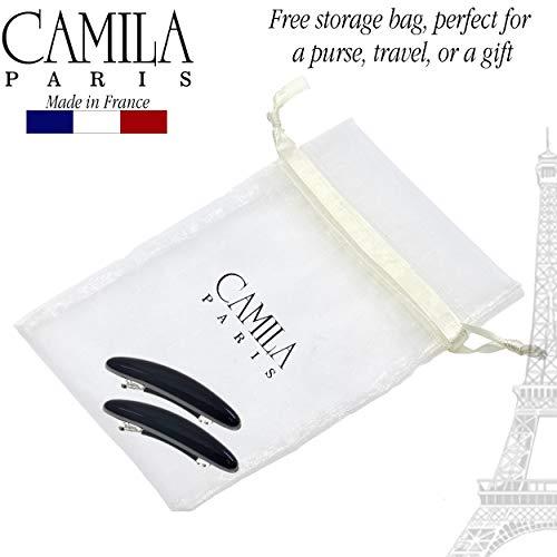 Camila Camila Paris CP2882/2 French Hair Barrette Clip for Girls, Black Small 2.5 inch Set of 2 Strong Hold Grip Hair Clips for Women, No Slip and Durable Styling Girls Hair Accessories, Made in France