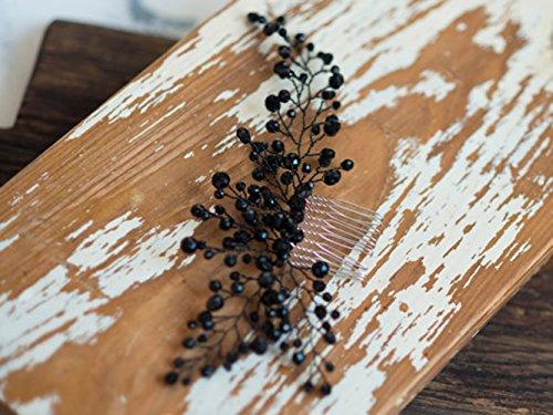 fxmimior FXmimior Bridal Hair Accessories Black Hair Comb Gothic Wedding Hair Accessory Black Headpiece Evening Hair Adornment Prom Beaded Bridesmaid gift