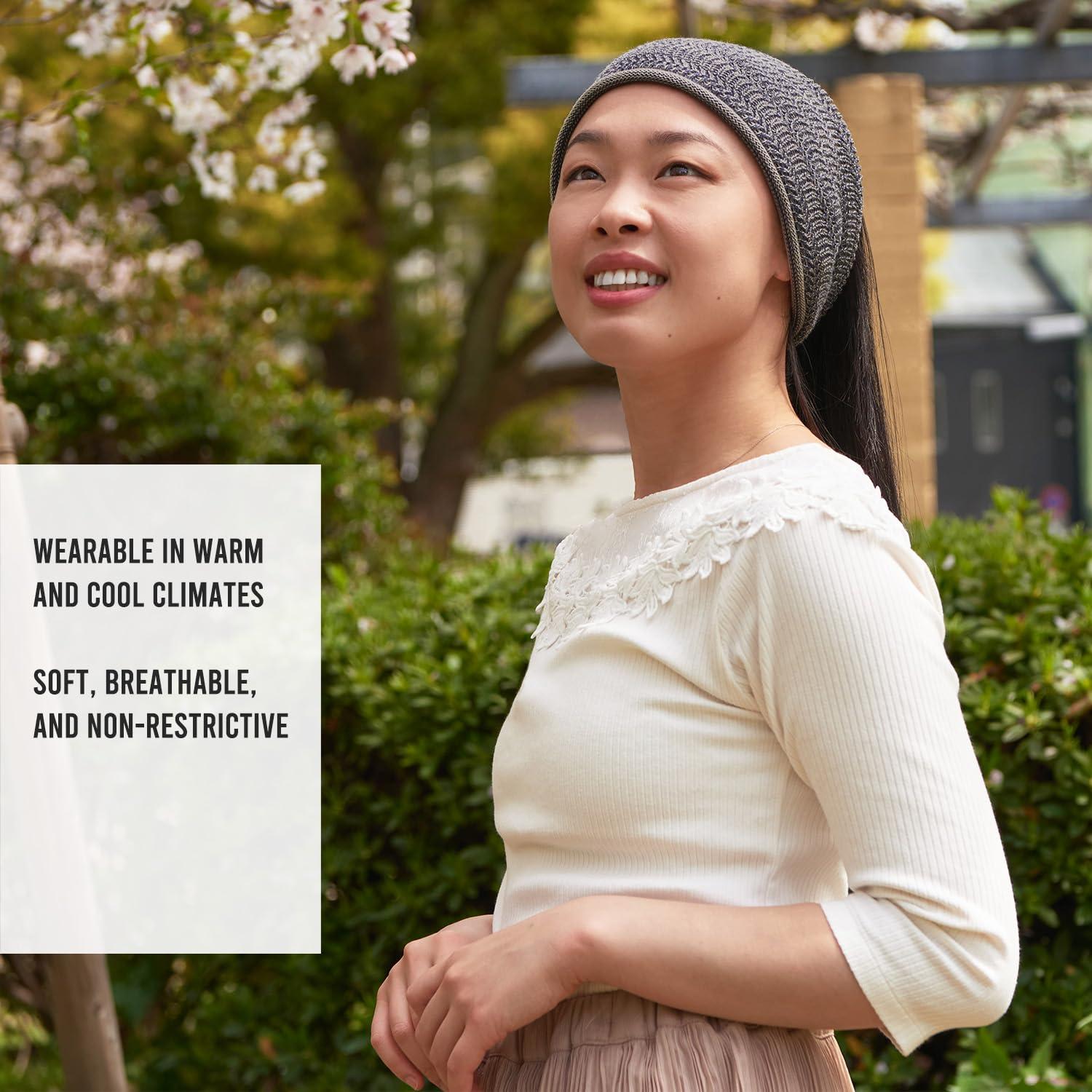 CHARM CHARM Knit Headband Boho Bandeau Japanese-style - Hair Wraps For Women and Men Turban Hair Band Cotton-blend Deodorizing Black