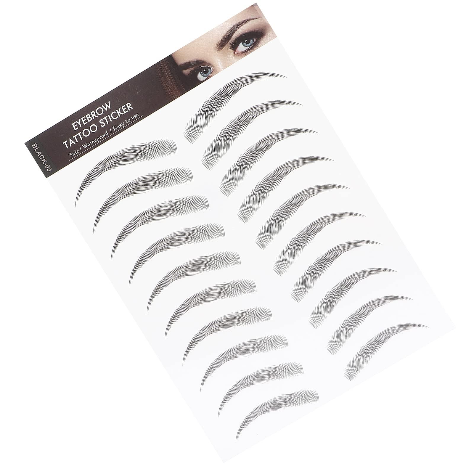 Brrnoo Eyebrow Sticker, Hair-Like Authentic Eyebrows, Long Lasting False Eyebrows Makeup Sticker for Women Girls(BLACK-09)