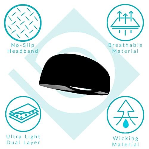 Bondi Band Bondi Band Solid Moisture Wicking Headband, Caribbean Blue, 4"