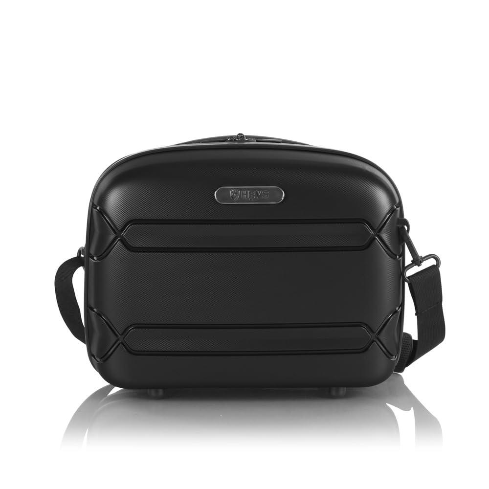 Heys Heys Milos Beauty Case Hardside Lightweight and Crafted with Durable Duraflex, Textured Shell and Metallic Colors, Trolly Sleeve, Adjustable Shoulder Strap, Organize Makeup or Toiletries, Black