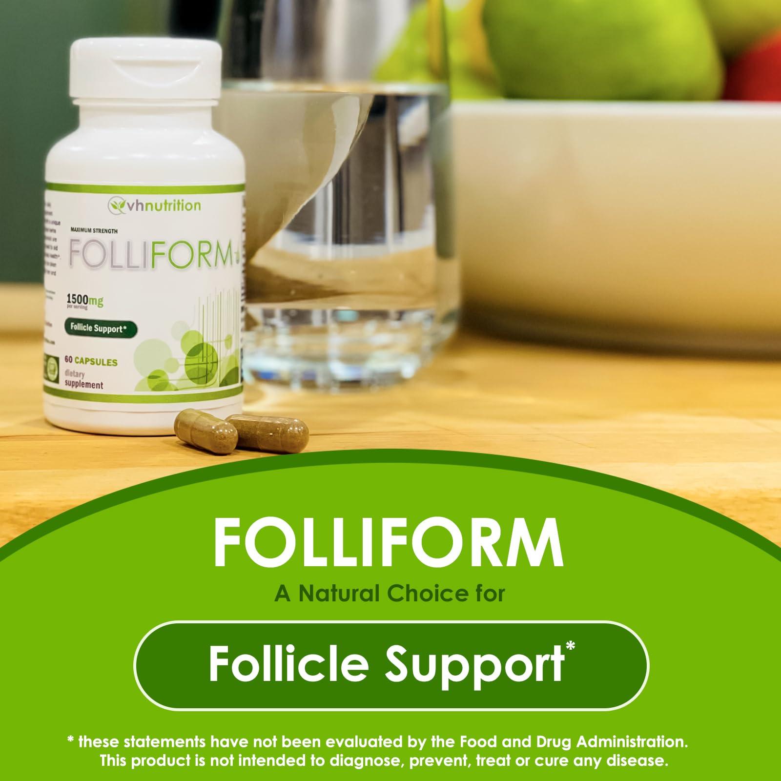 VH Nutrition VH Nutrition FOLLIFORM | DHT Blocker for Men and Women* | 1500mg Saw Palmetto, Pygeum, Nettle Root Formula | Supports Healthy Hair Growth and Scalp Health | 60 Capsules