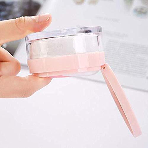 ericotry 20ml 0.67oz Empty Refillable Portable DIY Make up Loose Powder Case Container with Sponge Powder Puff Mirror and Sifter Foundation Cosmetic Jars Box (Pink)